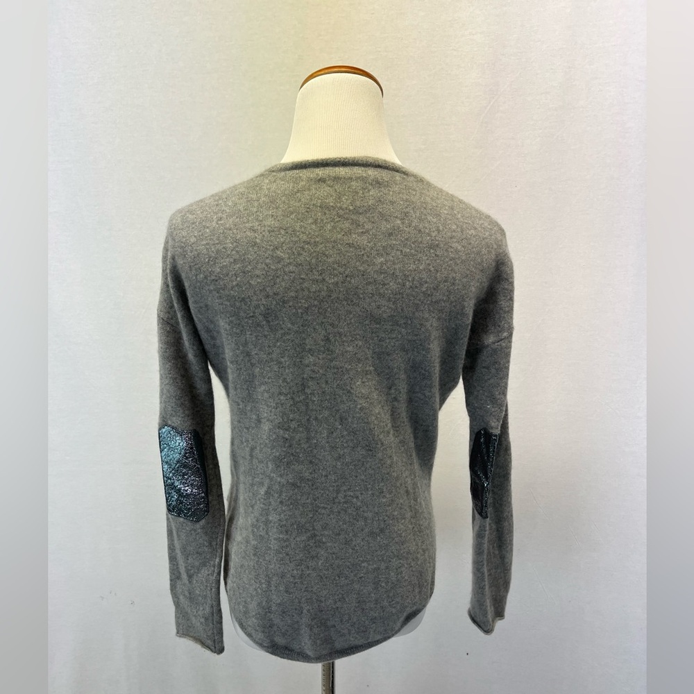 Zadig & Voltaire Gray 100% Cashmere Kimmy Patch Long Sleeve Sweater Top Sz. S - Picture 4 of 7